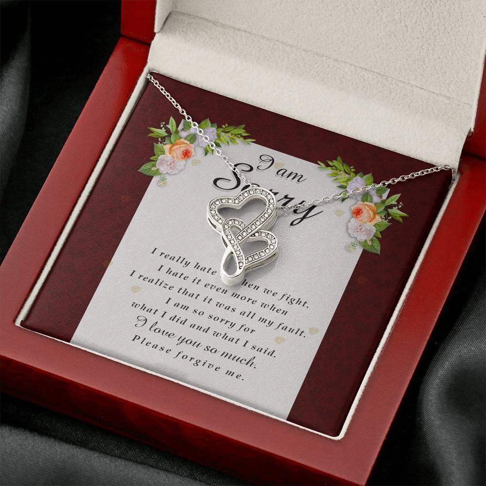 Double Heart Necklace, I'm Sorry Card, Apology Gift For Her, Forgiveness Gift, I’m Sorry Gift For Wife / Girlfriend, Gift To Say Sorry