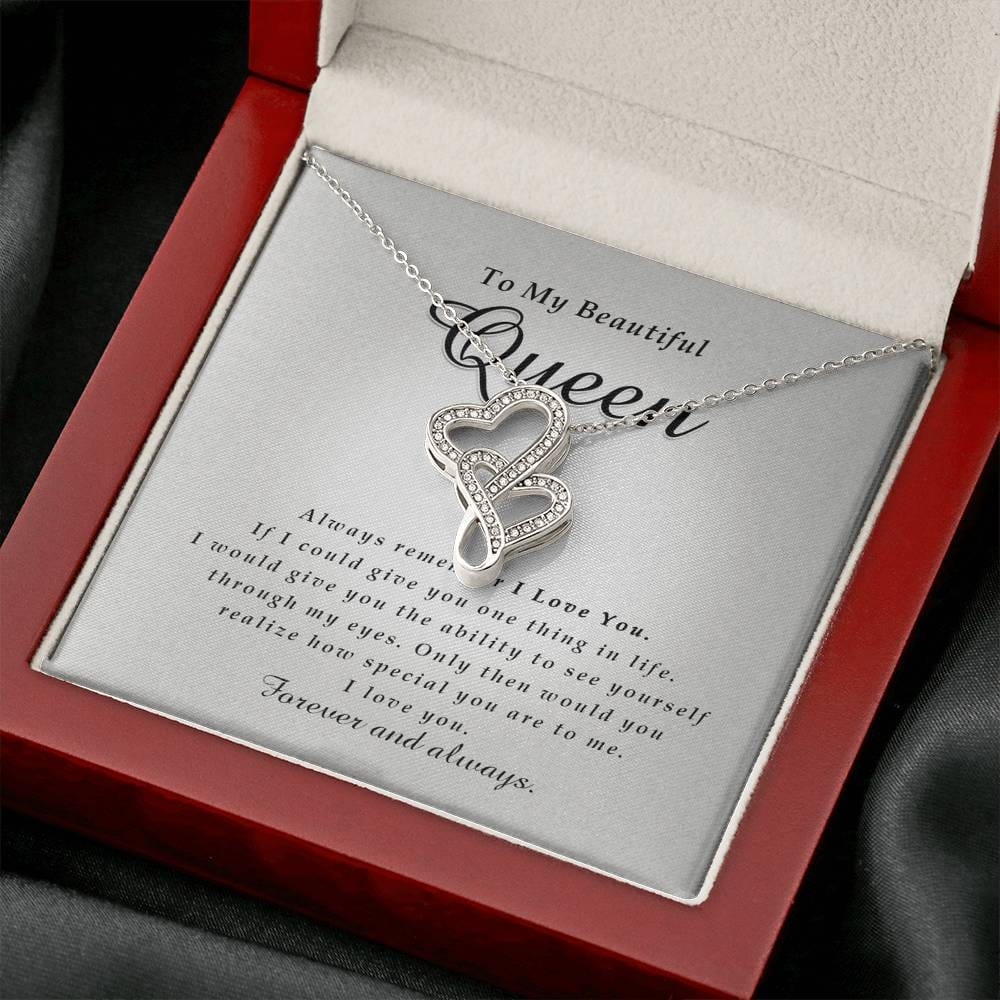 Double Heart Necklace, To My Beautiful Queen