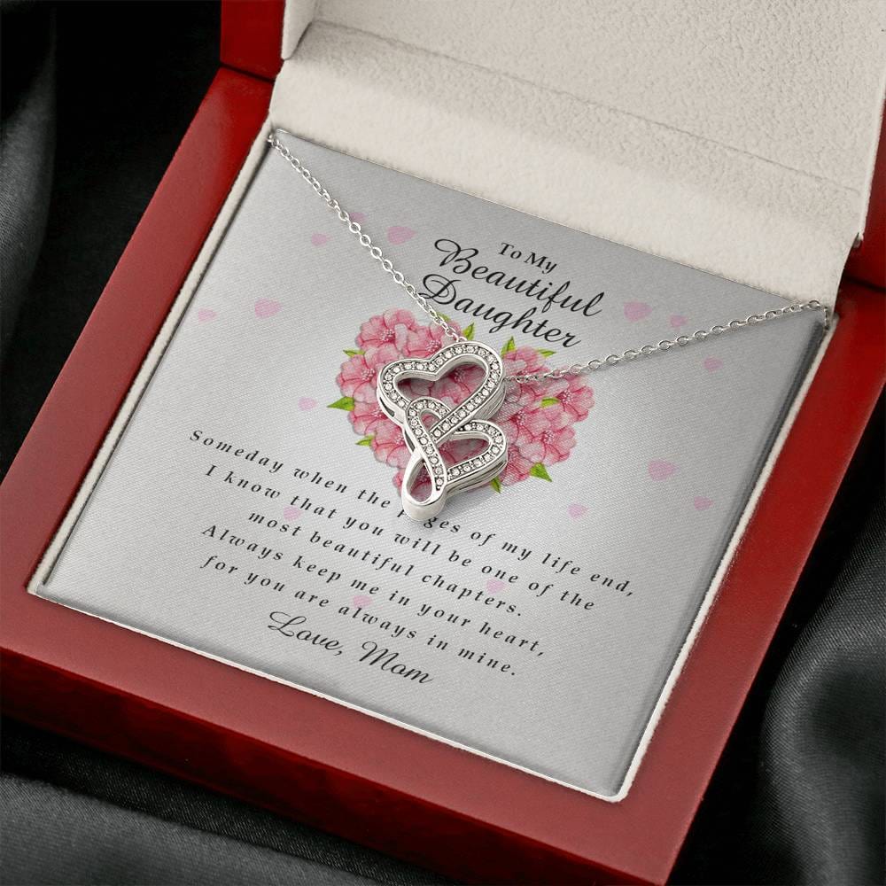 Double Heart Necklace, Daughter Gift from Mom