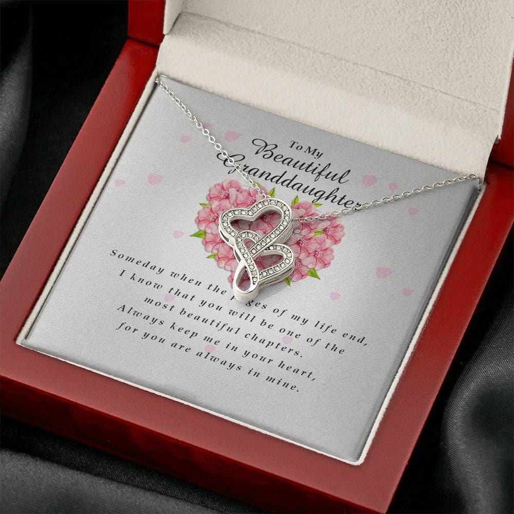 Double Heart Necklace, Granddaughter Gift from Grandpa / Grandma