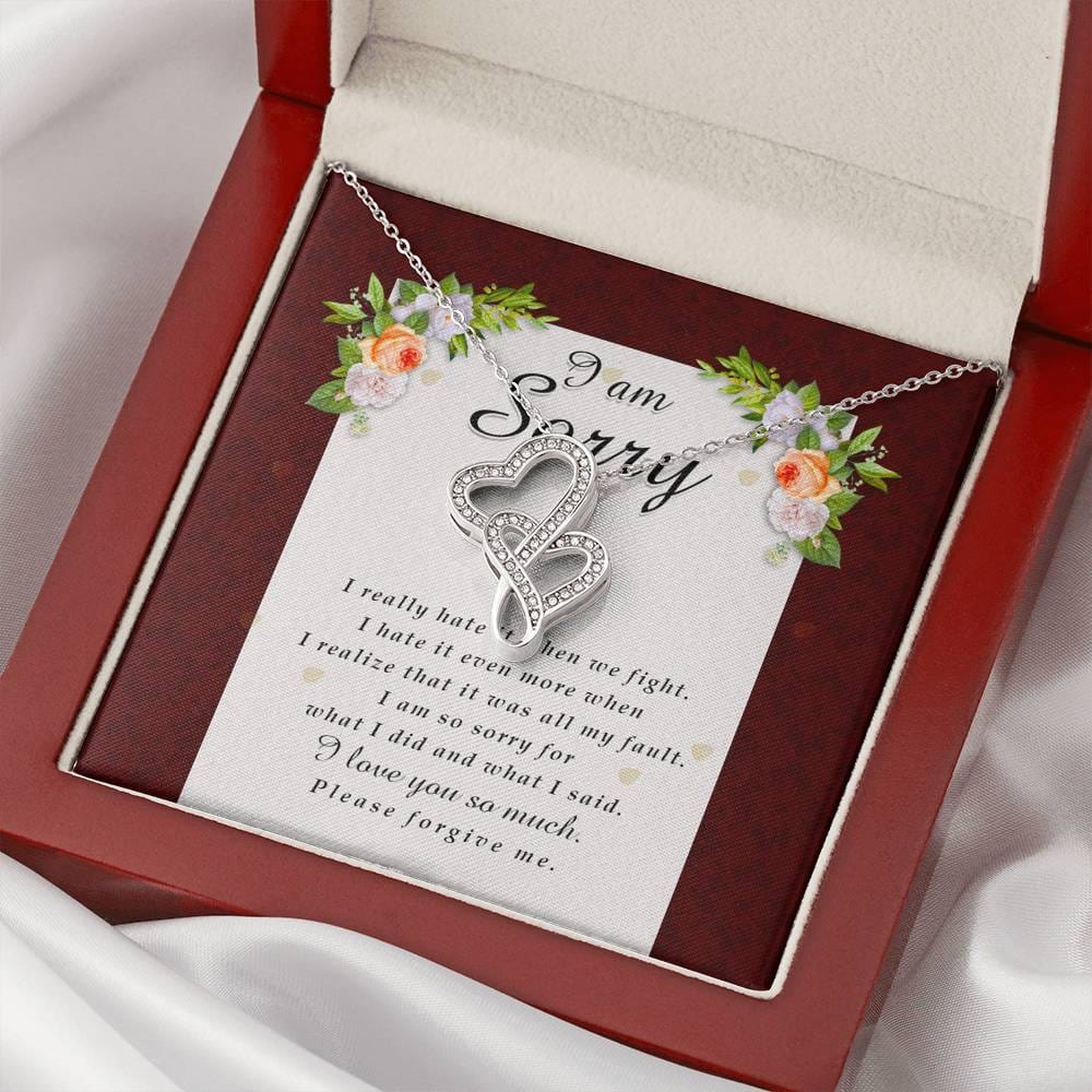 Double Heart Necklace, I'm Sorry Card, Apology Gift For Her, Forgiveness Gift, I’m Sorry Gift For Wife / Girlfriend, Gift To Say Sorry