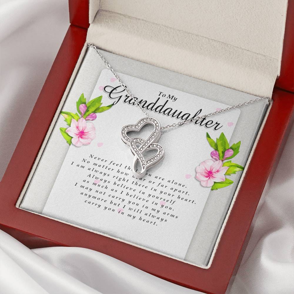 Double Heart Necklace, Granddaughter Gift from Grandpa / Grandma