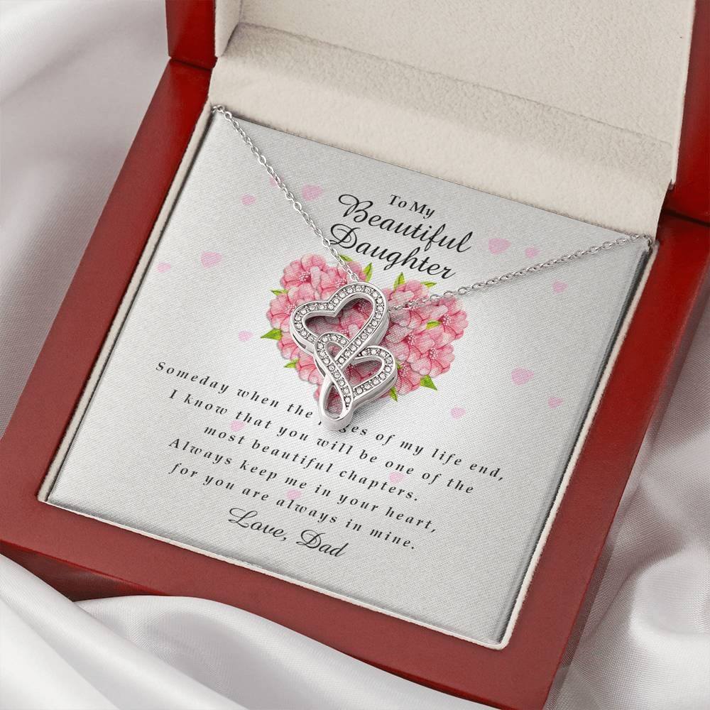 Double Heart Necklace, Daughter Gift from Dad