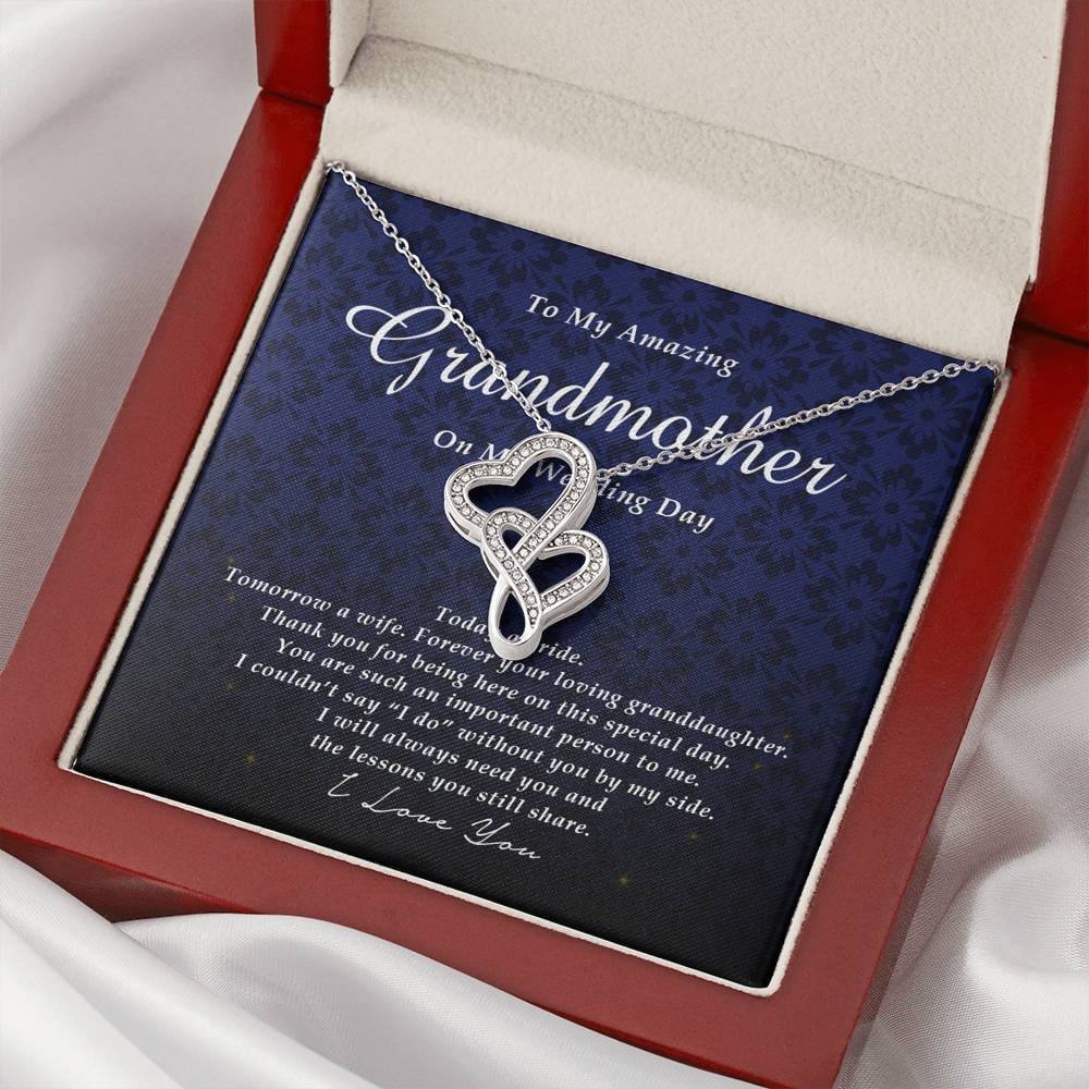 Double Heart Necklace, To My Grandmother, Gift from Bride, Wedding Day Gift from Granddaughter