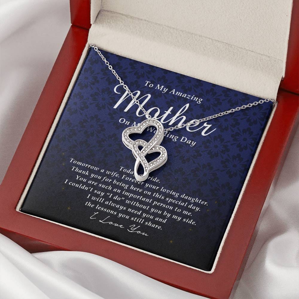 Double Heart Necklace, To My Mother, Gift from Bride, Wedding Day Gift from Daughter