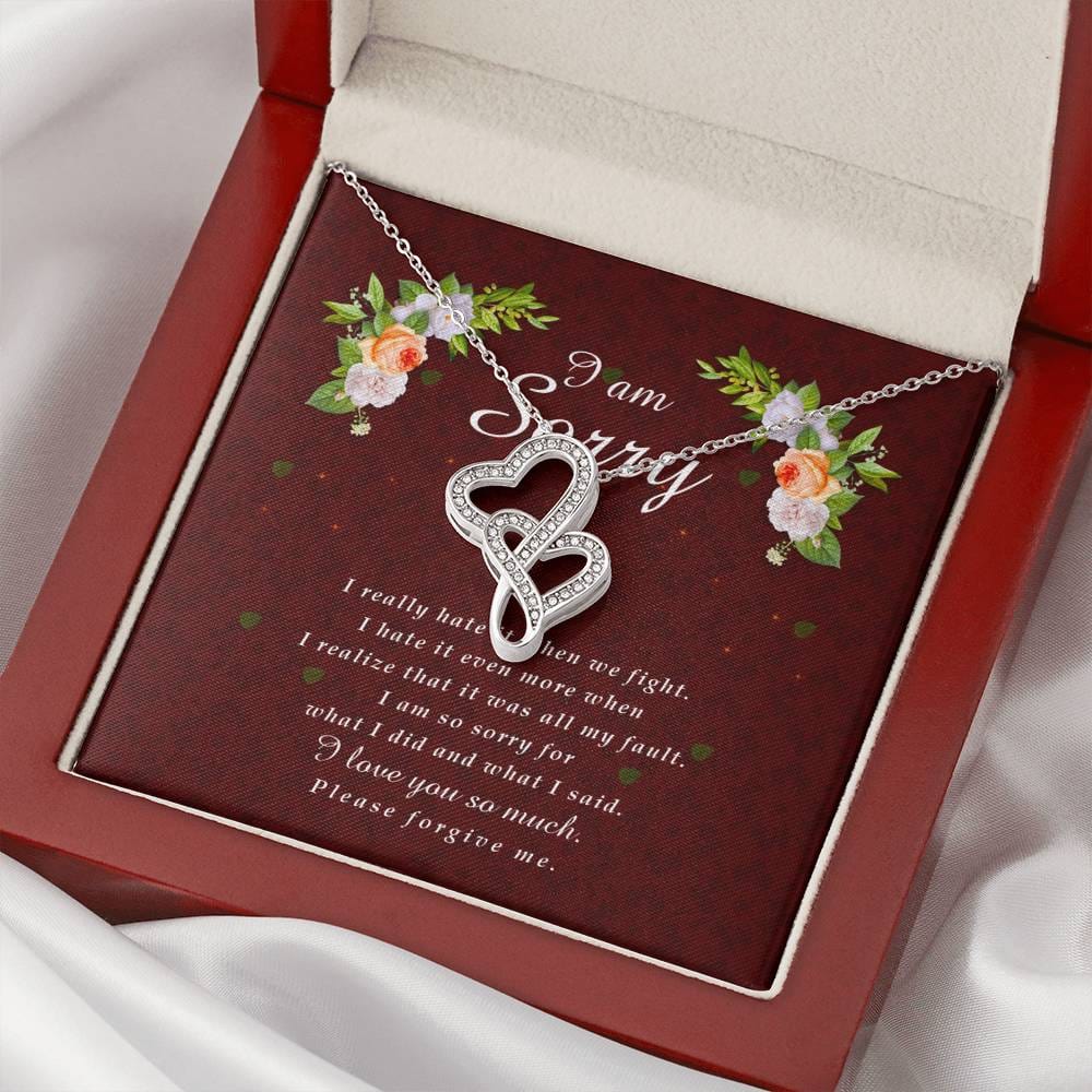 Double Heart Necklace, I'm Sorry Card, Apology Gift For Her, Forgiveness Gift, I’m Sorry Gift For Wife / Girlfriend, Gift To Say Sorry