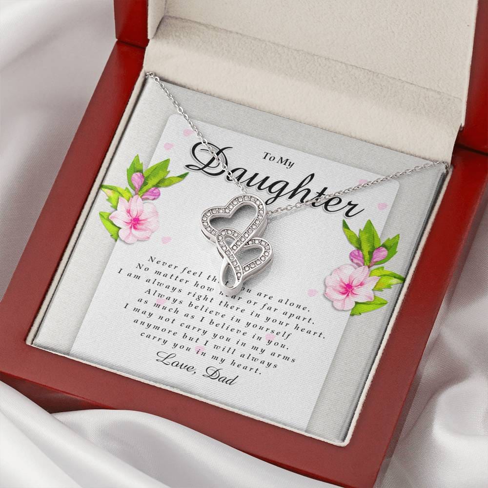 Double Heart Necklace, Daughter Gift from Dad
