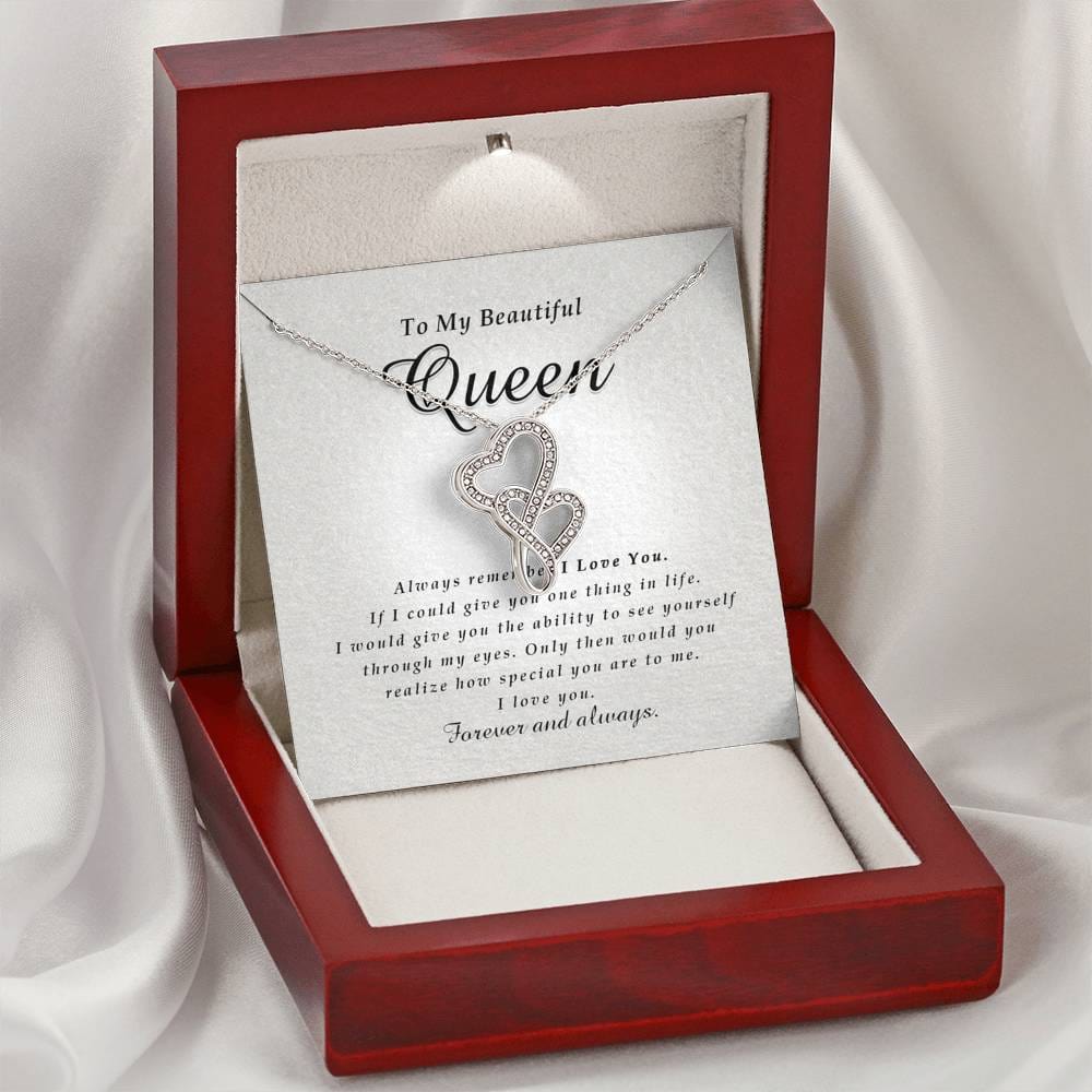 Double Heart Necklace, To My Beautiful Queen