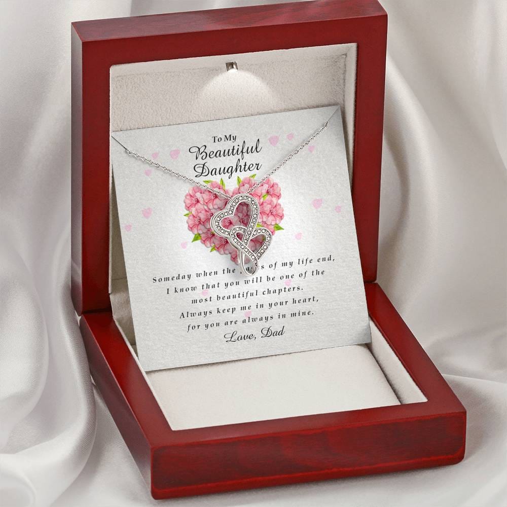 Double Heart Necklace, Daughter Gift from Dad