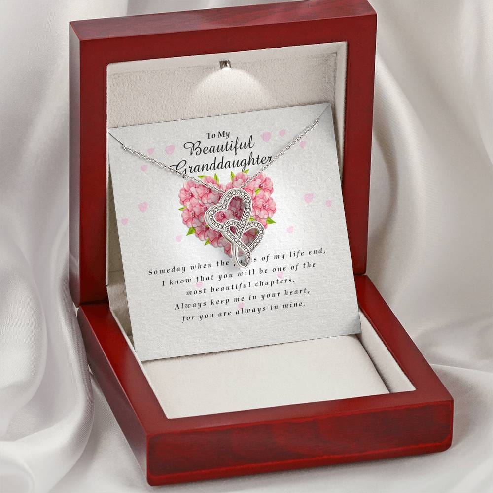 Double Heart Necklace, Granddaughter Gift from Grandpa / Grandma