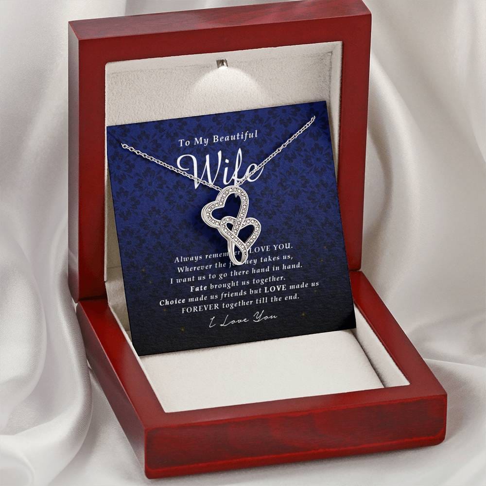 Double Heart Necklace, To My Beautiful Wife