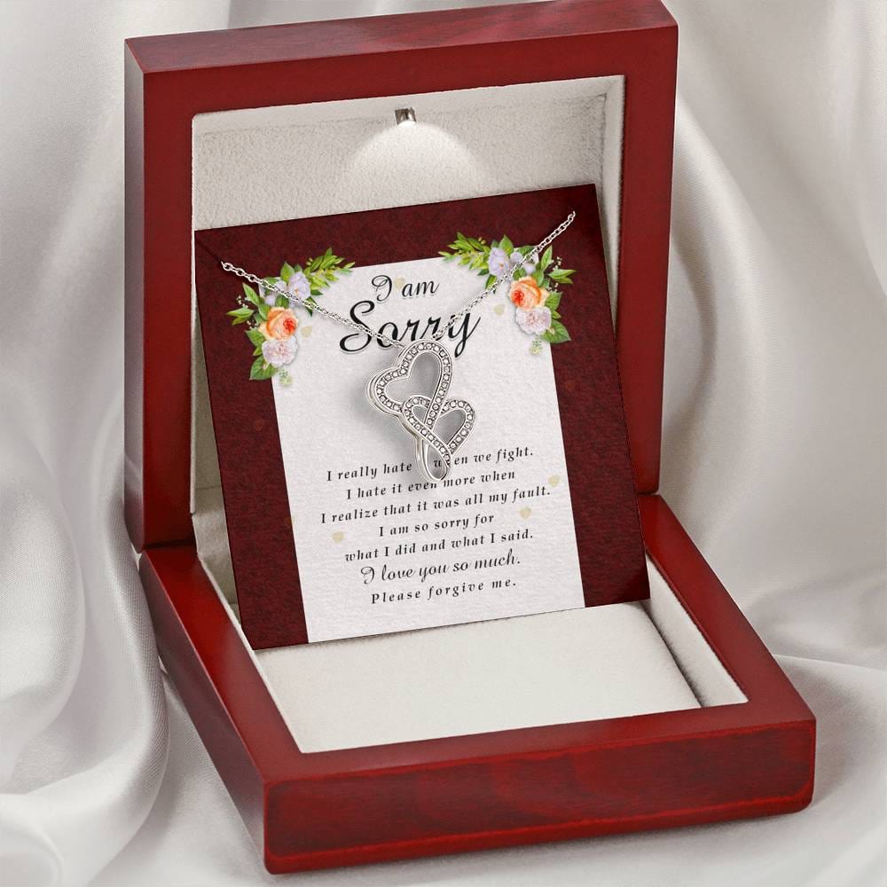 Double Heart Necklace, I'm Sorry Card, Apology Gift For Her, Forgiveness Gift, I’m Sorry Gift For Wife / Girlfriend, Gift To Say Sorry