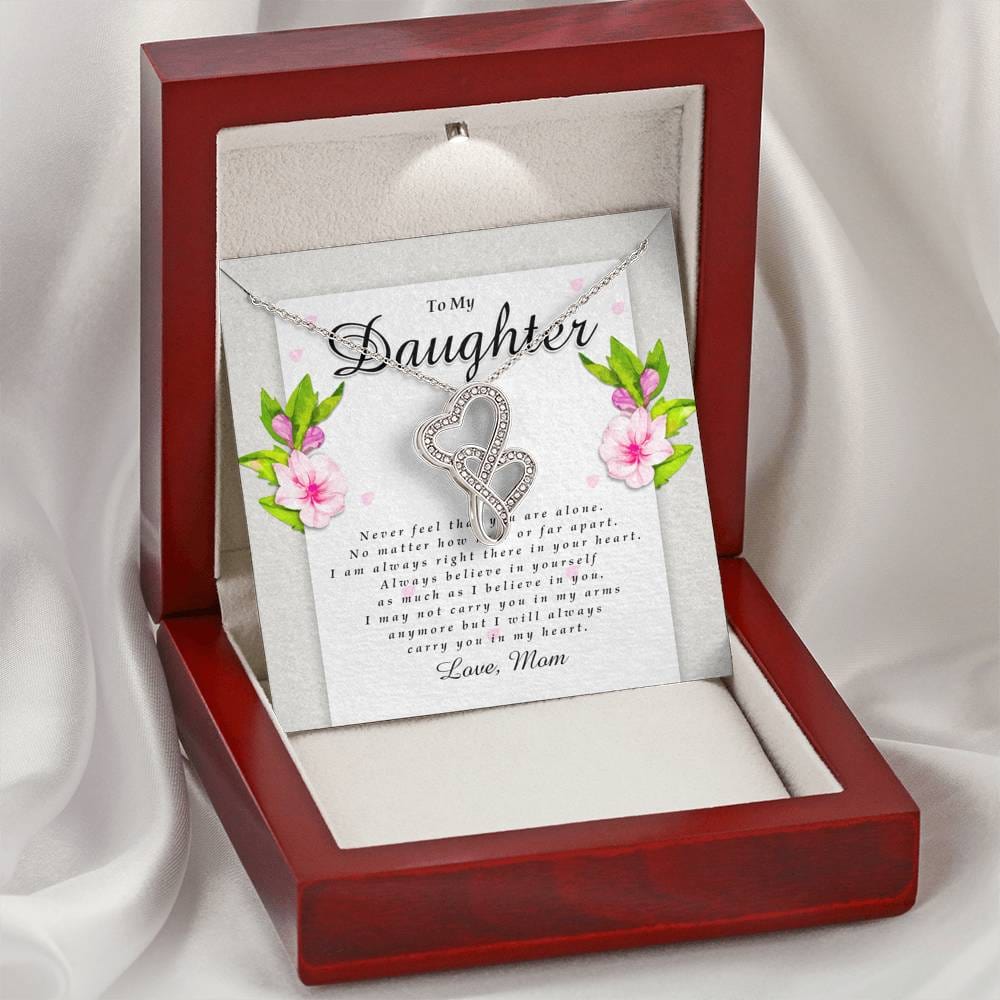 Double Heart Necklace, Daughter Gift from Mom