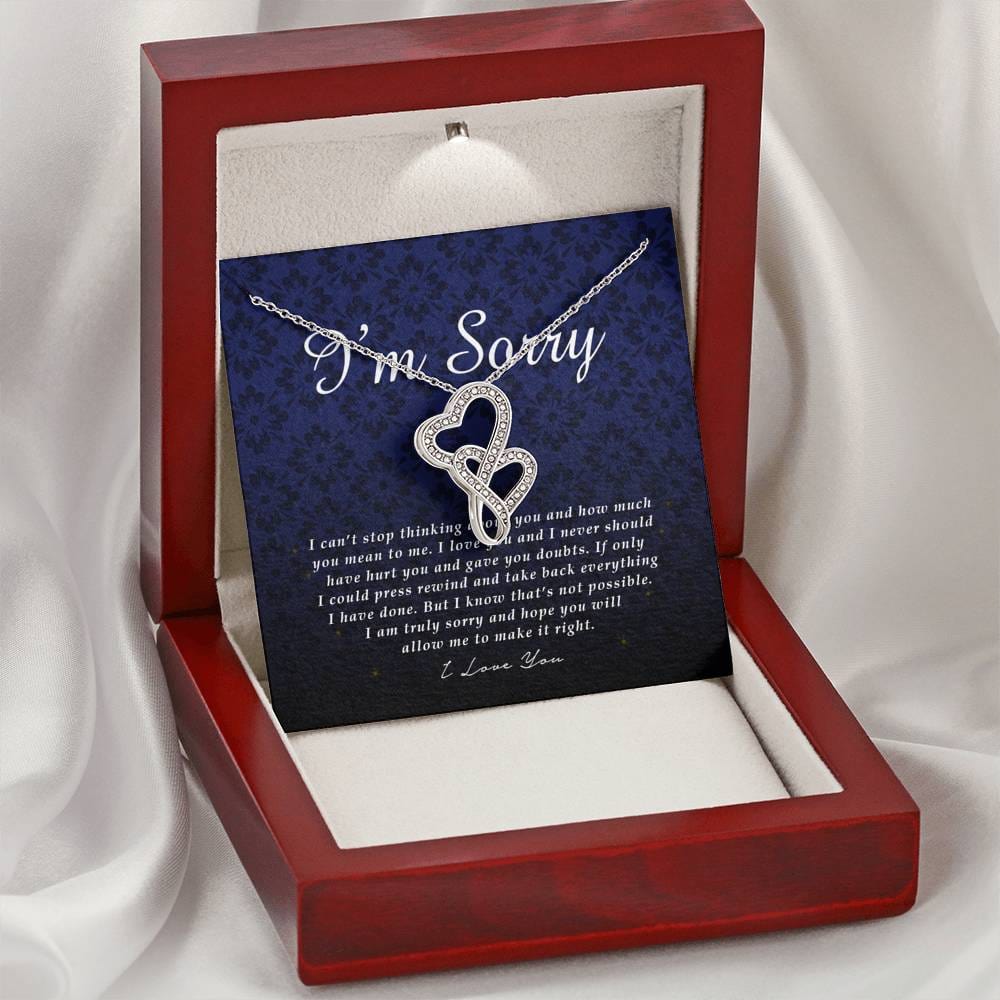 Double Heart Necklace, I'm Sorry Gift, Apology Gift For Her, Forgiveness Gift, I’m Sorry Gift For Wife / Girlfriend, Jewelry Card