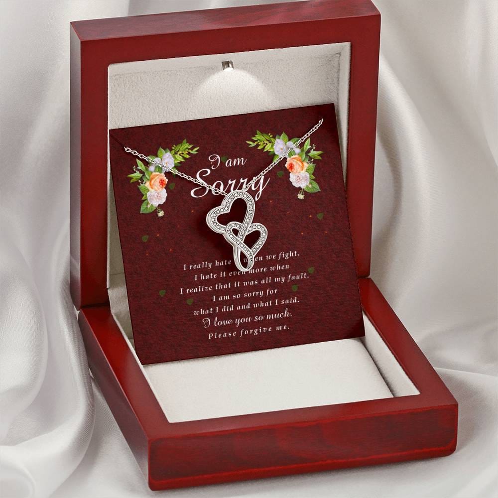 Double Heart Necklace, I'm Sorry Card, Apology Gift For Her, Forgiveness Gift, I’m Sorry Gift For Wife / Girlfriend, Gift To Say Sorry