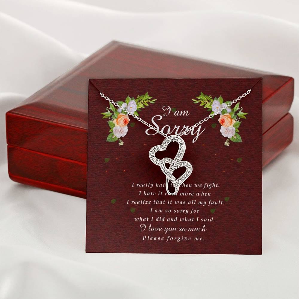 Double Heart Necklace, I'm Sorry Card, Apology Gift For Her, Forgiveness Gift, I’m Sorry Gift For Wife / Girlfriend, Gift To Say Sorry