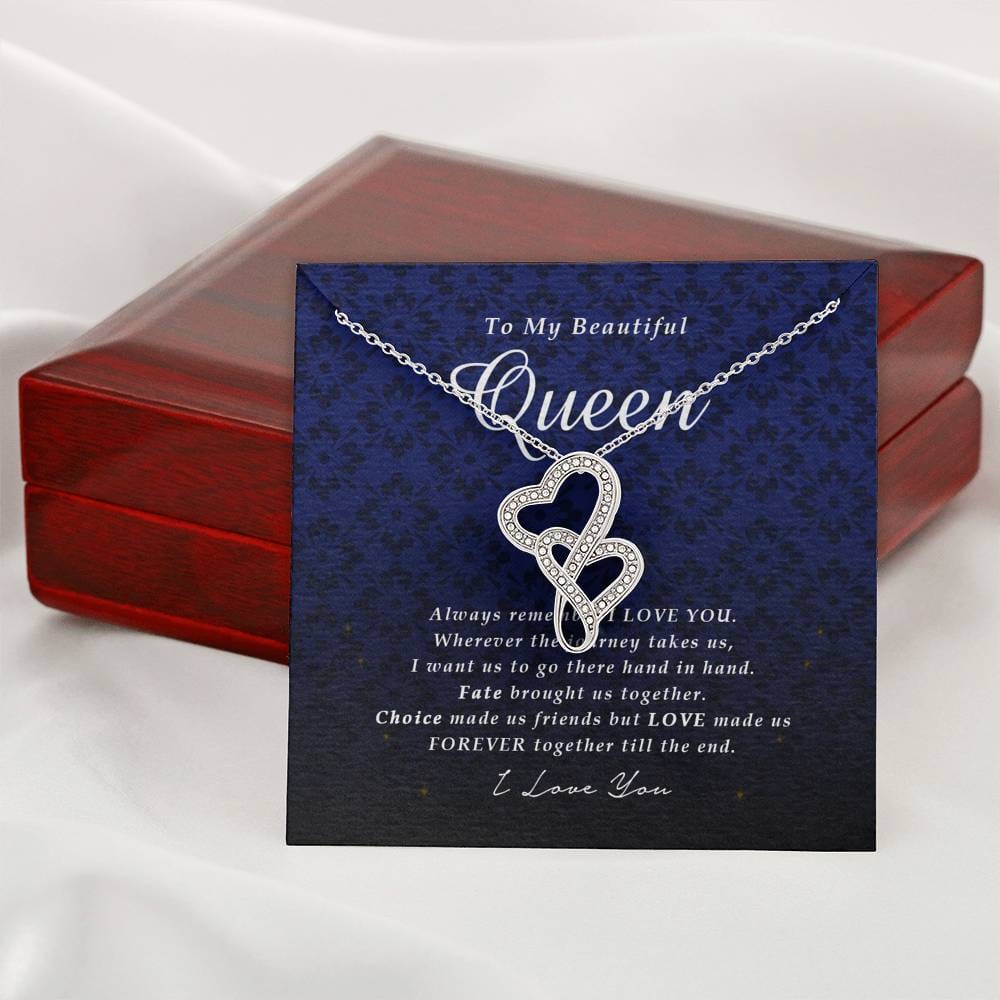 Double Heart Necklace, To My Beautiful Queen