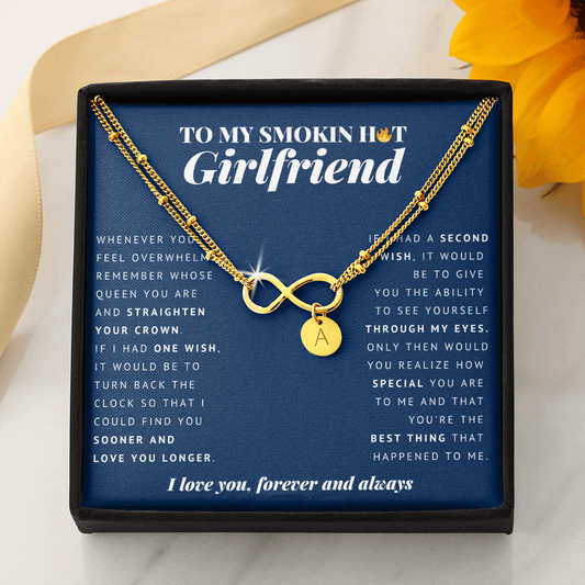 Infinity Bracelet with Charms | To My Smokin Hot Girlfriend | Girlfriend Gift | Girlfriend Jewelry | Girlfriend Anniversary Gift | Christmas Gift Idea