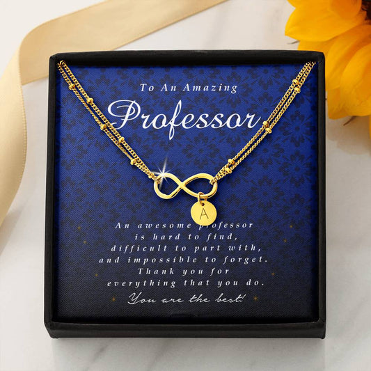Professor Gift, Infinity Bracelet with Charms, Professor Appreciation Gift, Thank You Gift, Jewelry Card, Best Gift Idea