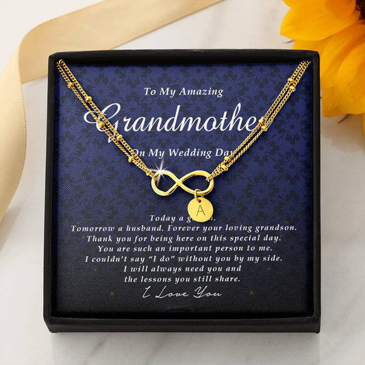 Infinity Bracelet with Charms, To My Grandmother, Gift from Groom, Wedding Day Gift from Grandson