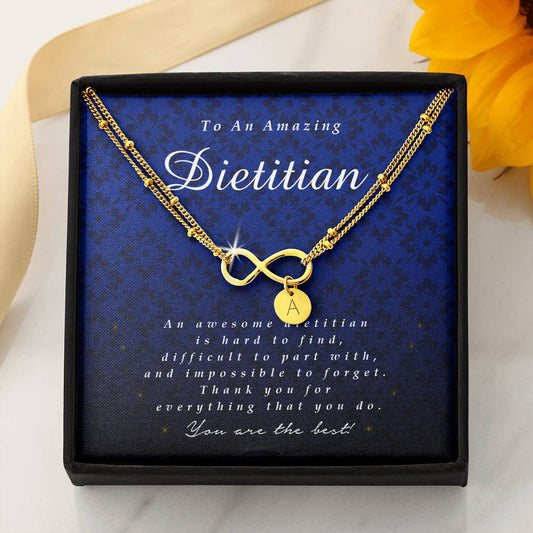 Infinity Bracelet with Charms, Dietitian Gift, Appreciation Gift, Thank You Gift, Best Gift Idea, Jewelry Card for Her