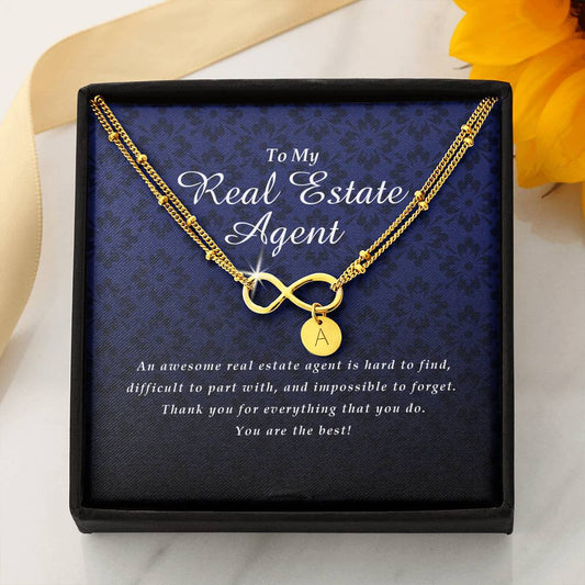 Infinity Bracelet with Initial Charms, Real Estate Agent Gift