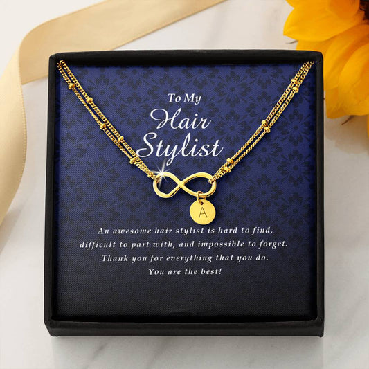 Infinity Bracelet with Initial Charms, Hair Stylist Gift