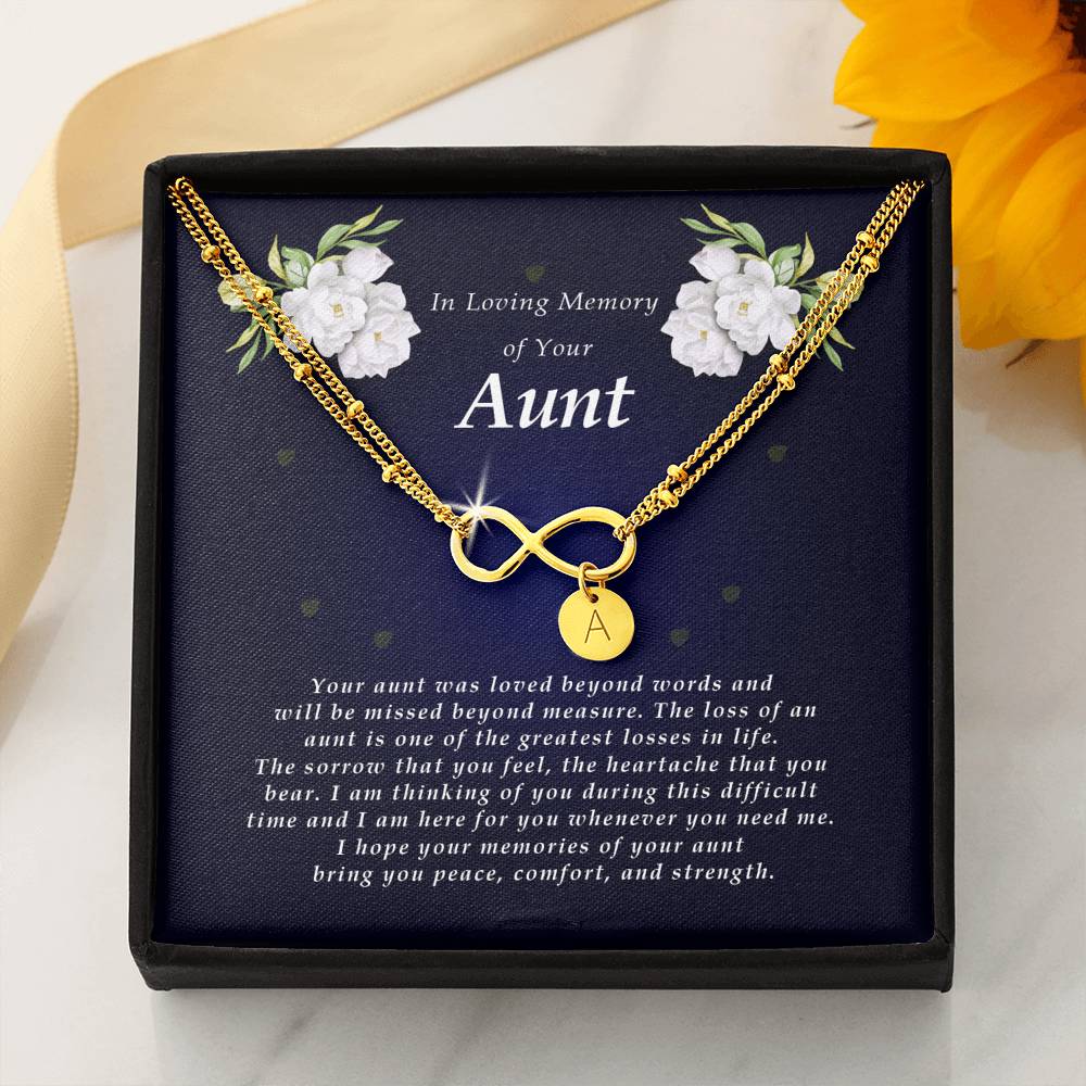 Infinity Bracelet with Charms, In Loving Memory of Your Aunt, Bereavement Condolence Keepsake, Sympathy Gift, Memorial Gift for Loss of Aunt