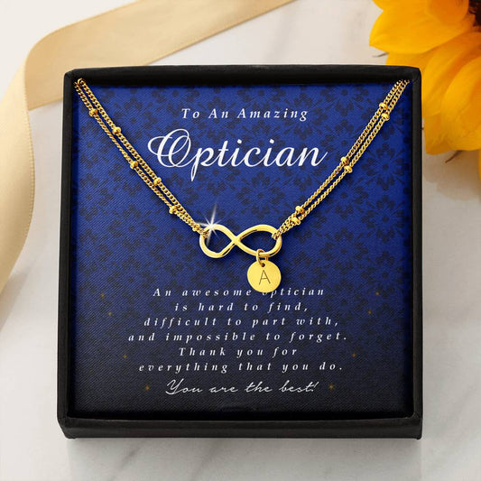 Infinity Bracelet with Charms, Optician Gift, Appreciation Gift, Thank You Gift, Best Gift Idea, Jewelry Card for Her