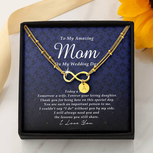Infinity Bracelet with Charms, To My Mom, Gift from Bride, Wedding Day Gift from Daughter