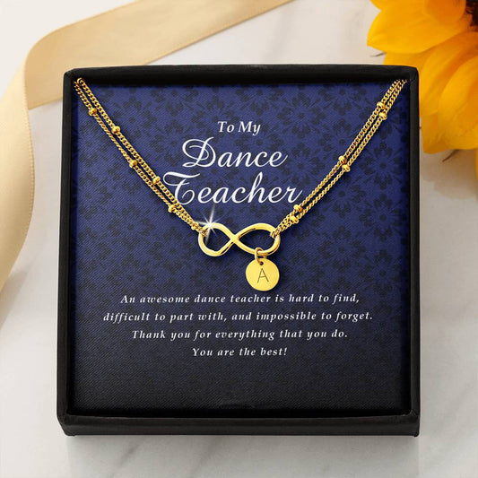 Infinity Bracelet with Initial Charms, Dance Teacher Gift