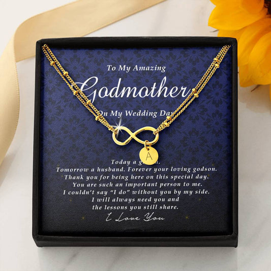 Infinity Bracelet with Charms, To My Godmother, Gift from Groom, Wedding Day Gift from Godson
