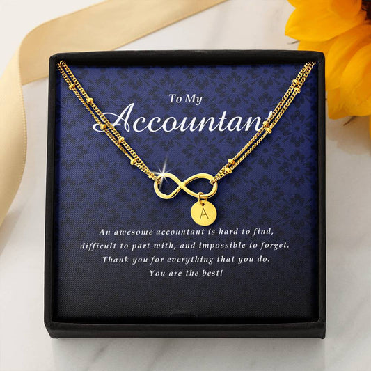 Infinity Bracelet with Initial Charms, Accountant Gift