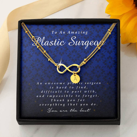 Plastic Surgeon Gift, Infinity Bracelet with Charms, Plastic Surgeon Appreciation Gift, Thank You Gift, Jewelry Card, Best Gift Idea