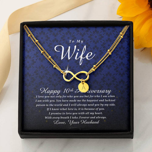 Happy 10th Anniversary, Infinity Bracelet with Charms