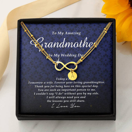 Infinity Bracelet with Charms, To My Grandmother, Gift from Bride, Wedding Day Gift from Granddaughter