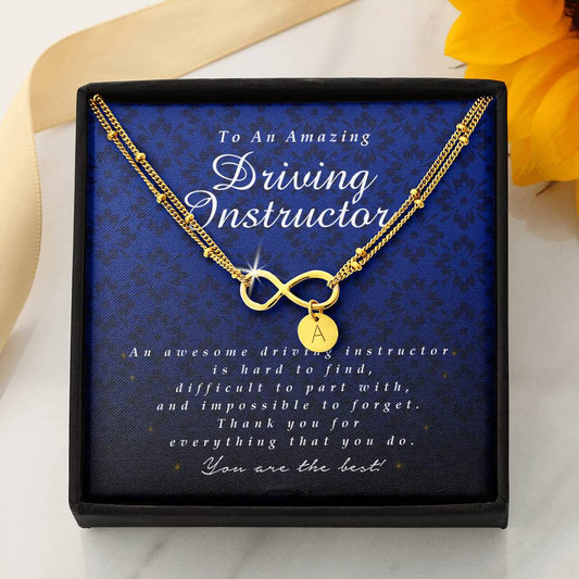 Infinity Bracelet with Charms, Driving Instructor Gift, Appreciation Gift, Thank You Gift, Best Gift Idea, Jewelry Card for Her
