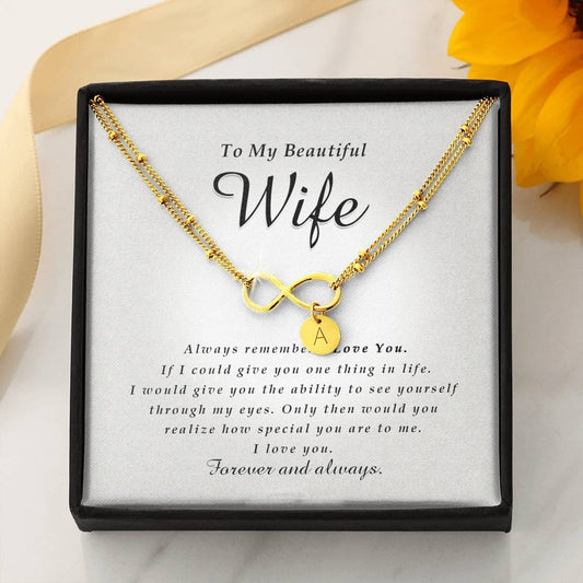 Infinity Bracelet with Charms, To My Beautiful Wife