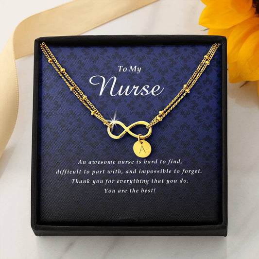 Infinity Bracelet with Initial Charms, Nurse Gift
