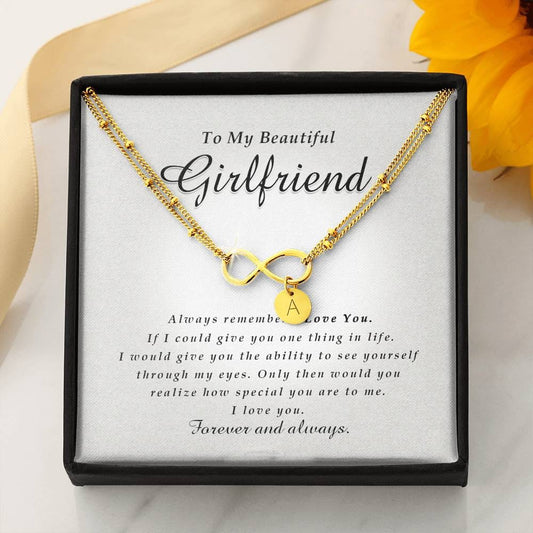 Infinity Bracelet with Charms, To My Beautiful Girlfriend