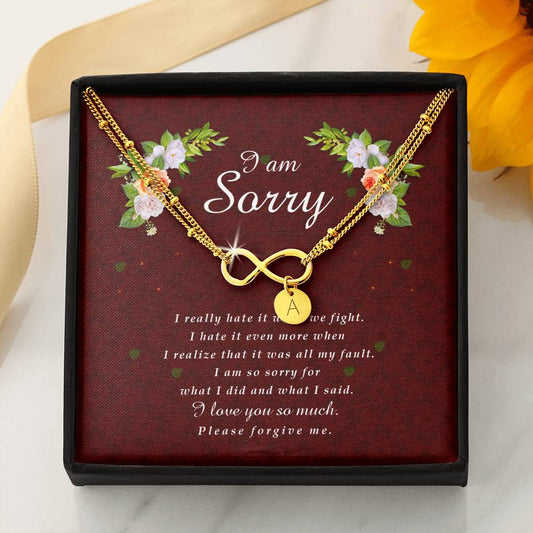 Infinity Bracelet with Charms, I'm Sorry Card, Apology Gift For Her, Forgiveness Gift, I’m Sorry Gift For Wife / Girlfriend, Gift To Say Sorry