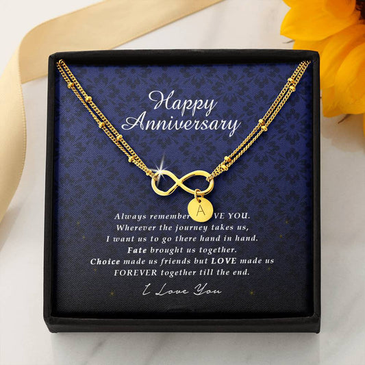 Infinity Bracelet with Initial Charms, Happy Anniversary Gift