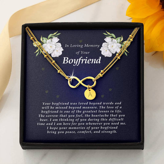 Infinity Bracelet with Charms, In Loving Memory of Your Boyfriend, Bereavement Condolence Keepsake, Sympathy Gift, Memorial Gift for Loss of Boyfriend