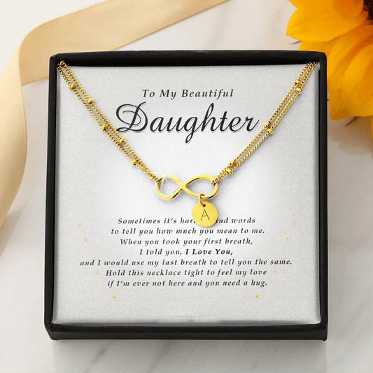 Infinity Bracelet with Charms, To My Beautiful Daughter, With Love From Mom / Dad