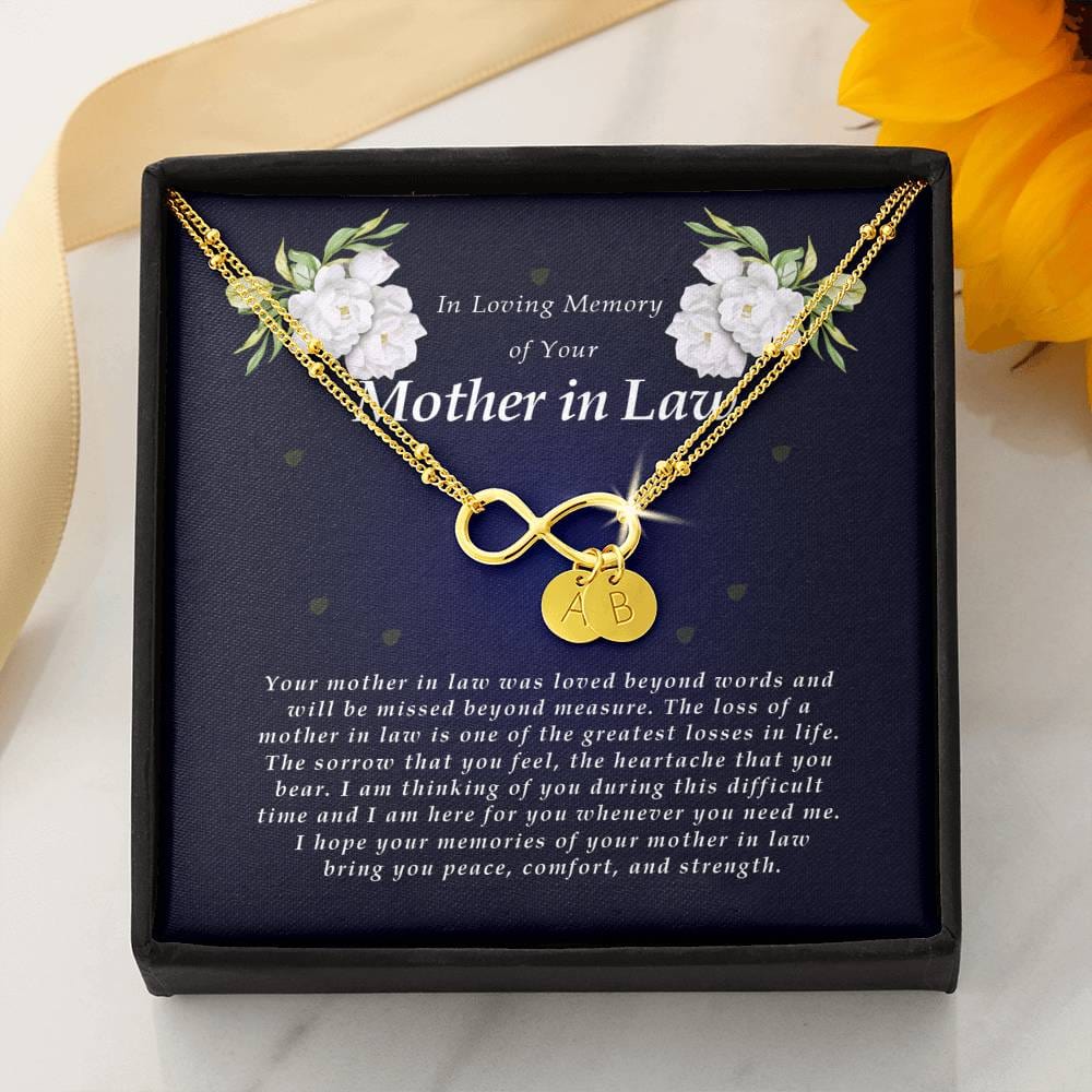 Infinity Bracelet with Charms, In Loving Memory of Your Mother In Law, Bereavement Condolence Keepsake, Sympathy Gift, Memorial Gift for Loss of Mother In Law