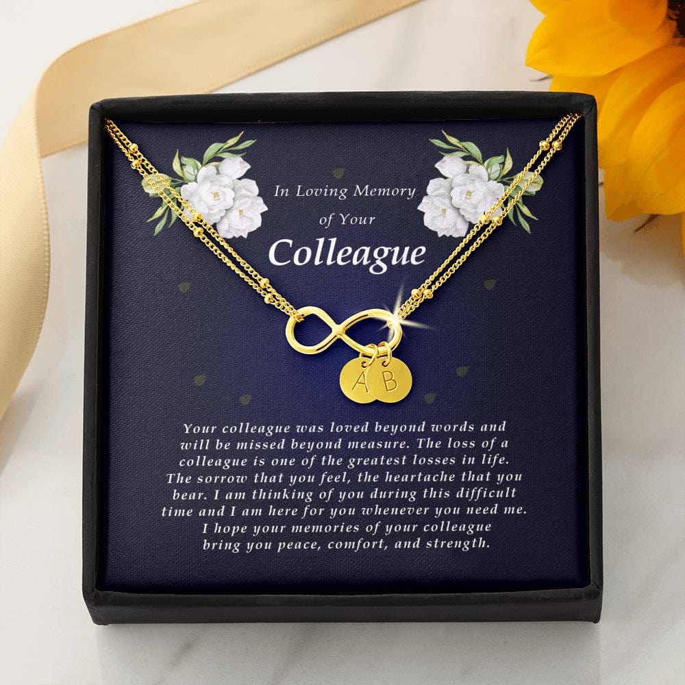 Infinity Bracelet with Charms, In Loving Memory of Your Colleague, Bereavement Condolence Keepsake, Sympathy Gift, Memorial Gift for Loss of Colleague