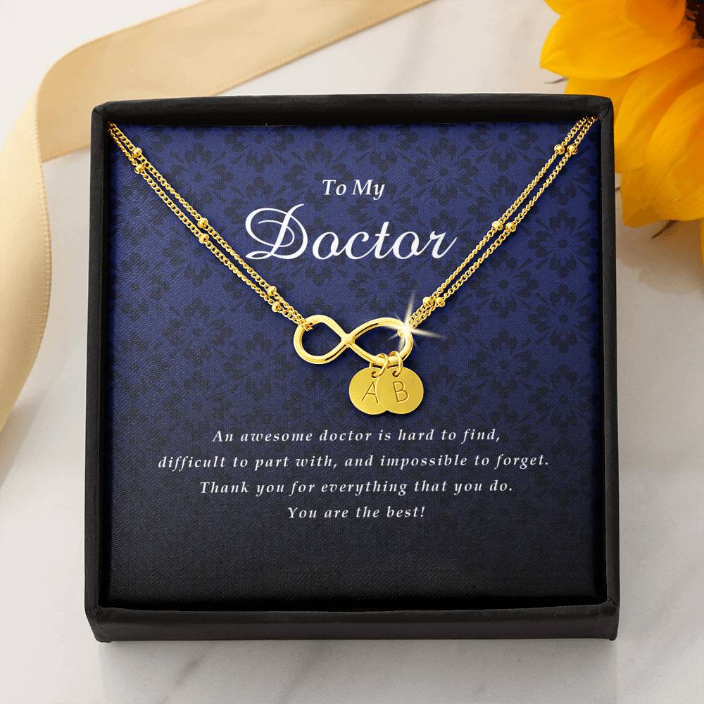 Infinity Bracelet with Initial Charms, Doctor Gift