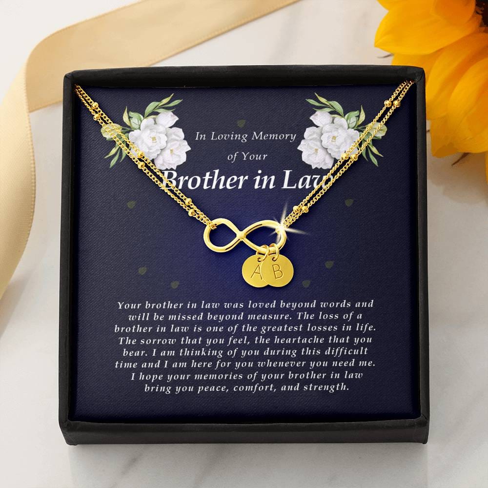 Infinity Bracelet with Charms, In Loving Memory of Your Brother In Law, Bereavement Condolence Keepsake, Sympathy Gift, Memorial Gift for Loss of Brother In Law
