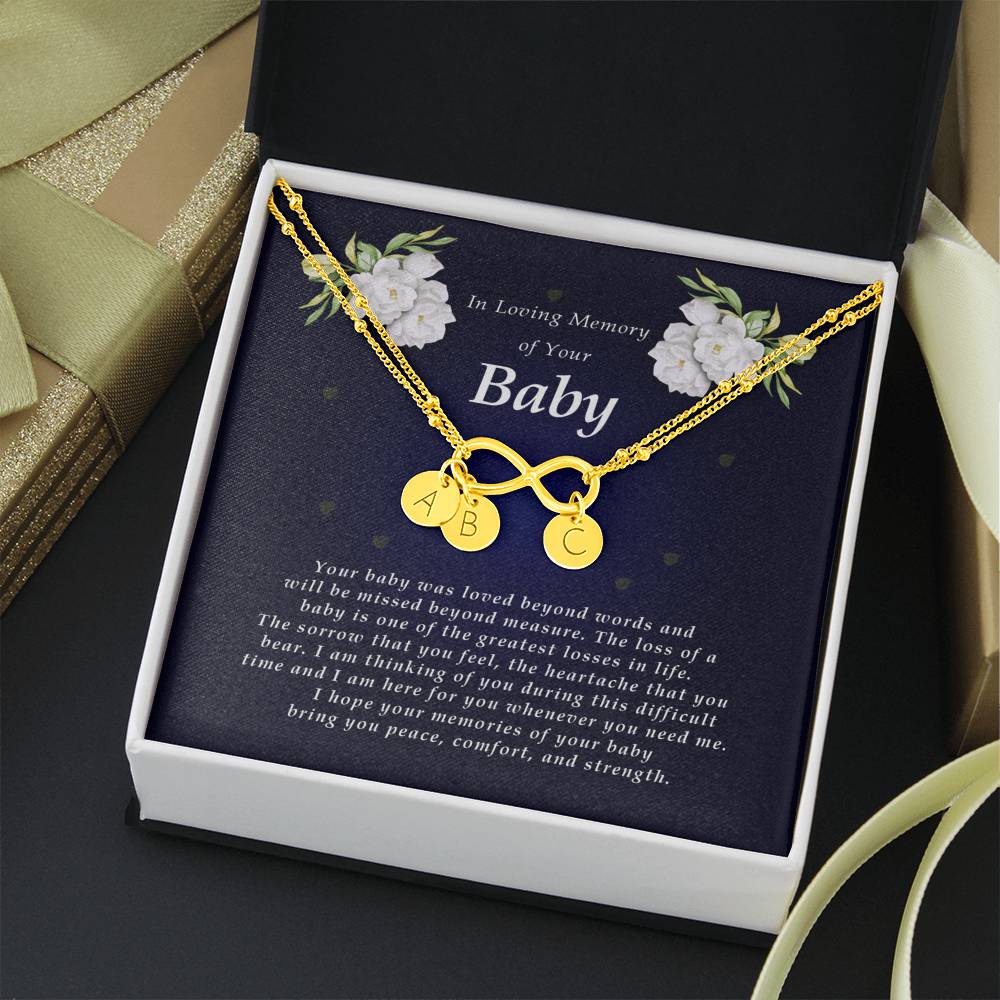 Infinity Bracelet with Charms, In Loving Memory of Your Baby, Bereavement Condolence Keepsake, Sympathy Gift, Memorial Gift for Loss of Aunt