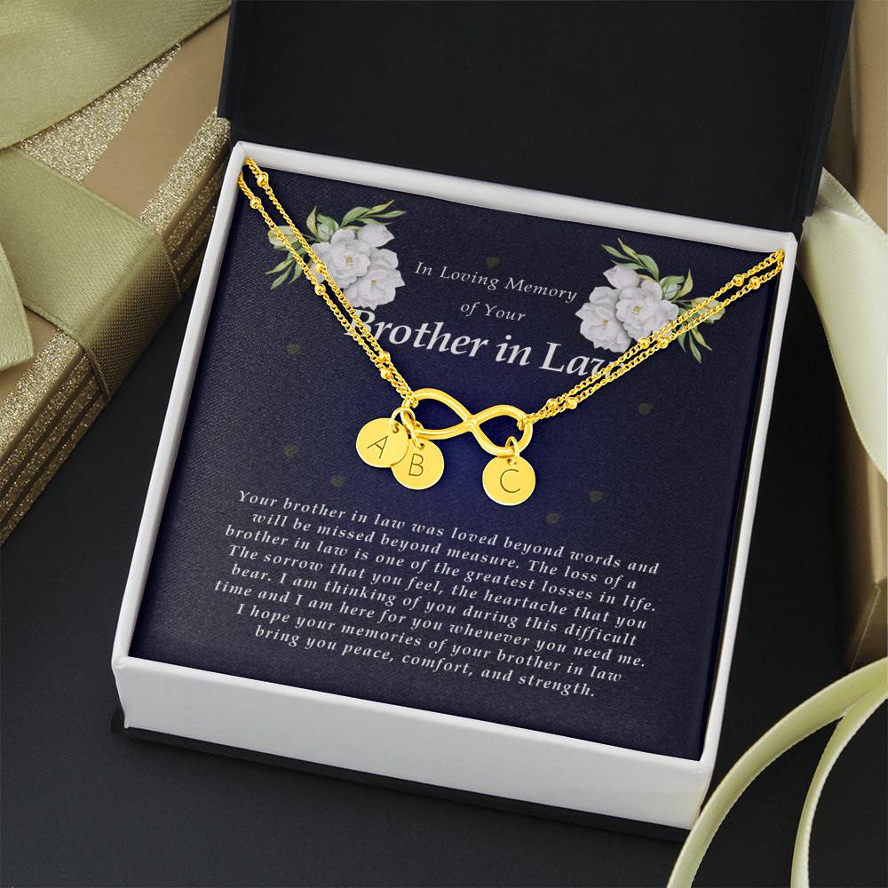Infinity Bracelet with Charms, In Loving Memory of Your Brother In Law, Bereavement Condolence Keepsake, Sympathy Gift, Memorial Gift for Loss of Brother In Law